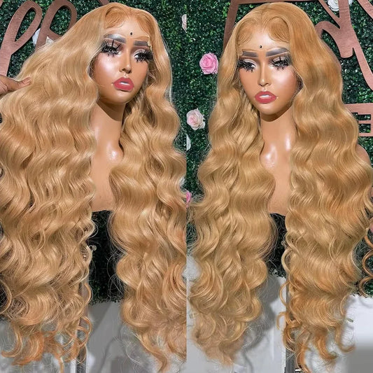 Silkwave #27 Honey Blonde 13x6 HD Body Wave Human Hair Wig Transparent Lace Front 13x4 Lace Frontal Wigs Colored Wigs 36 Inch