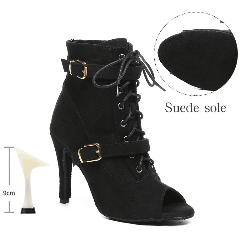 SWDZM New Ladies Dance Shoes Ballroom Dance Boots Denim Jazz Dance Shoes Girls Sexy Pole Dance Ballroom Dance Cowboy Boots
