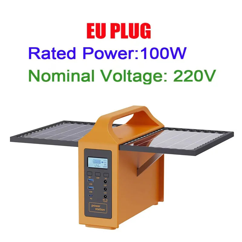 100W/150W Portable Solar Power Station with LED Light & Solar Panel 220V 110V Power Supply Solar Generator Outdoor Backup Power