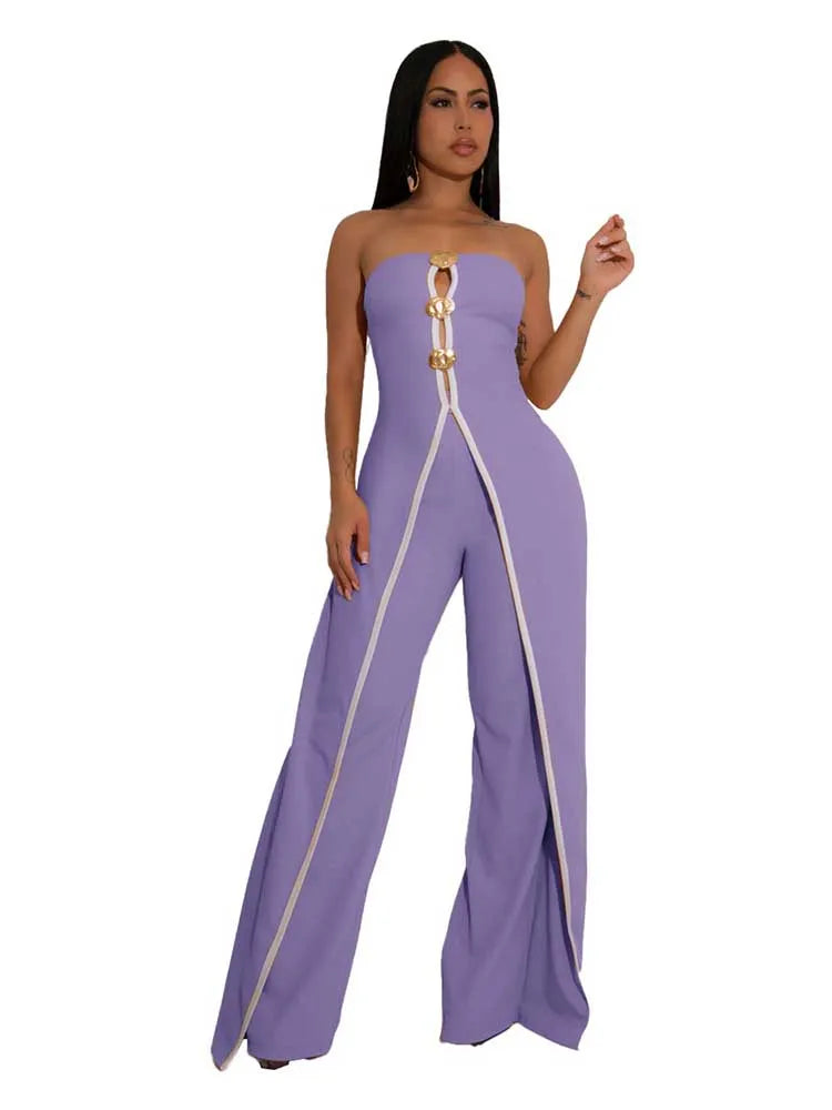 Full Strapless Jumpsuit Sexy Slim Office Lady Summer Sleevelesss Women Jumpsuits Elegant Sexy Jumpsuit Wholesale Dropshipping