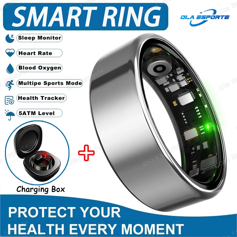 2026 New Smart Ring Heart Rate Blood Pressure Sleep Monitoring Motion Tracking IP68 Waterproof Men Women Smart Ring Holiday Gift