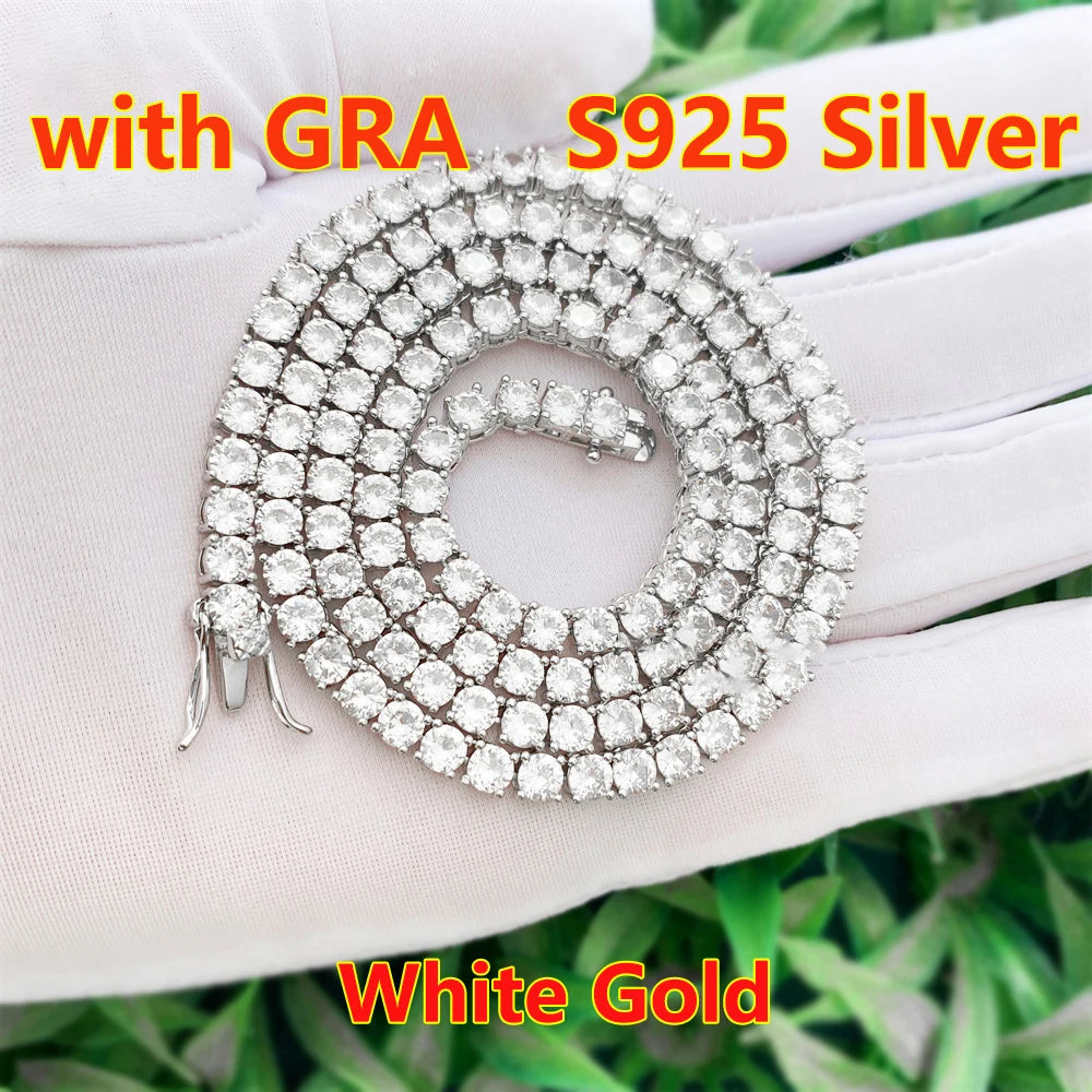 Hip hop Moisssanite Tennis Bracelet 18K Gold Plated 925 Sterling Silver Jewelry Unisex Moissanite Tennis Chain for Women & Man