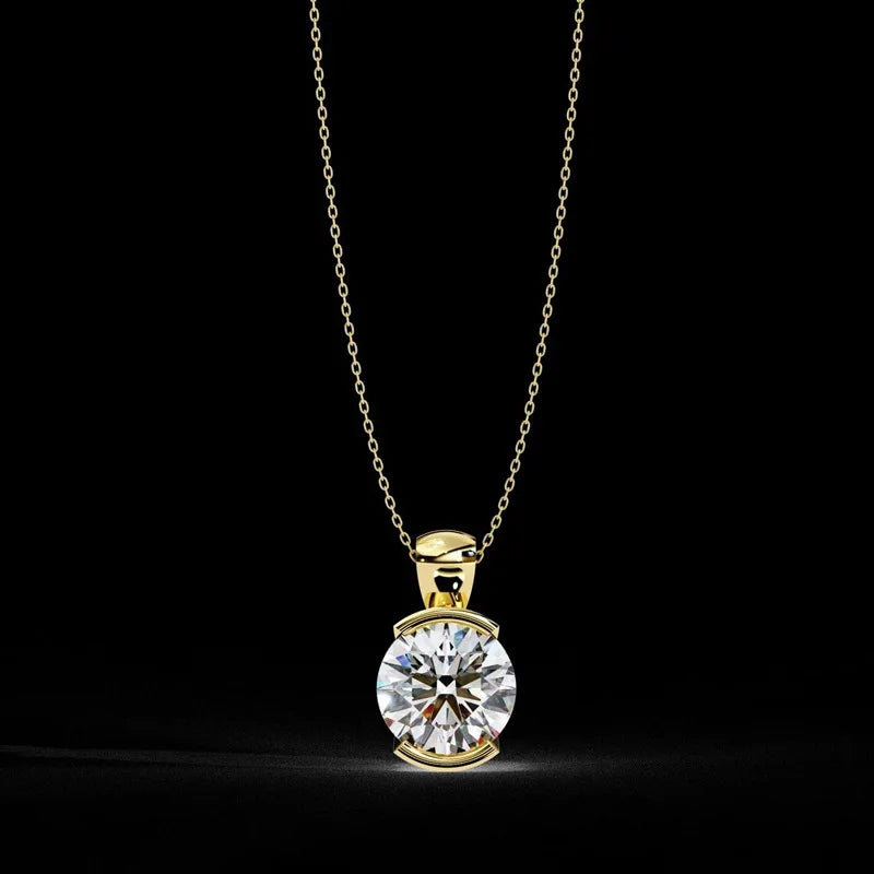 Lnkry Half Bezel 2.0CT Moissanite Necklace For Women Brilliant Lab Created Diamond Pendant Necklaces 2026 Trend Jewelry