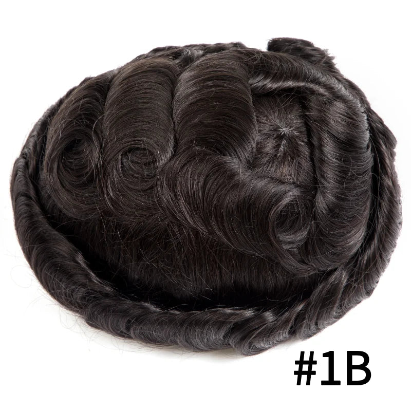 Full Lace Hair System Men Wig With Realistic Hairline Toupee For Men Breathable Male Hair Prosthesis 100% Human Hair Wig For Man