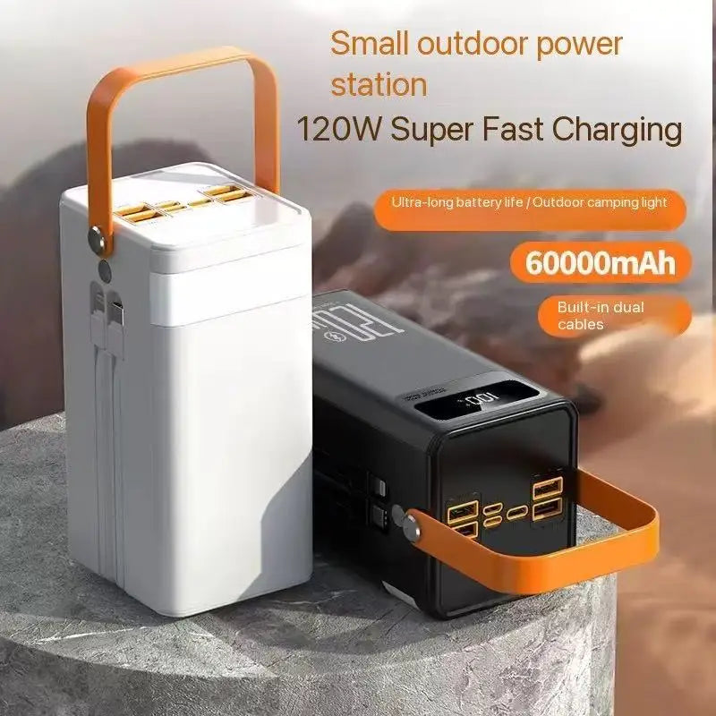 30000mAh 60000mAh Portable Power Bank 120W Fast Charging Power Station Emergency Power Bank LED Charger for Home Camping Phone