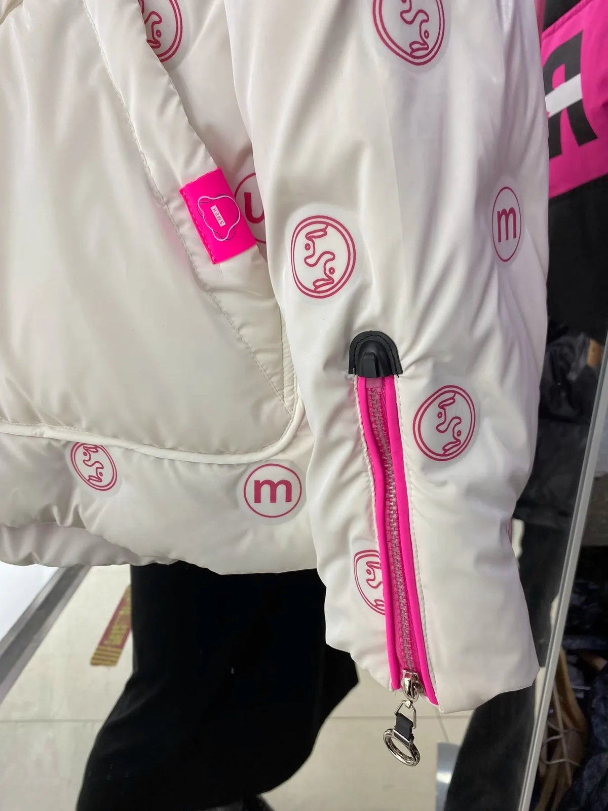 Bright Printed Down Jacket Fashion Hooded Color Block Short Jackets Winter Wash Free Loose Thick 90 White Duck Puffer Coat Women