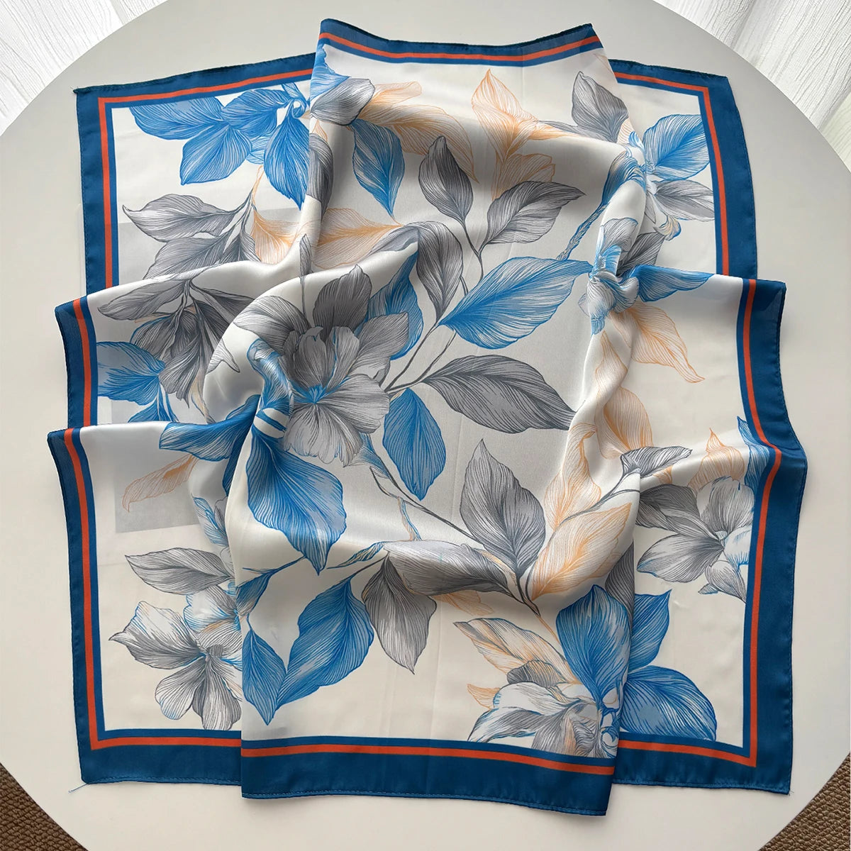 Printed Imitation Silk Scarves Fashion Square Scarf Bandanas For Women Luxury Hijab Neckerchief Elegant Shawl Beach Wraps