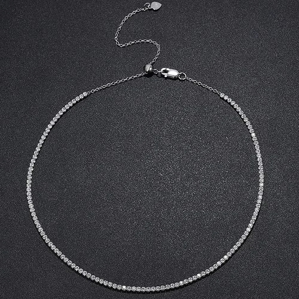 All Moissanite Tennis Necklace for Women Men Sparkling D Color 1ct Heart Cut Pendant Necklace S925 Sterling Silver Chain Jewelry