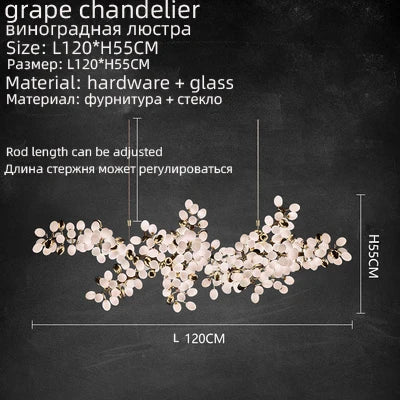 Nordic Luxury Grapes Bunch Hanging Chandelier Lamp for Dining Room Living Room Loft Villa Hotel Hall Decor Pendant Lights