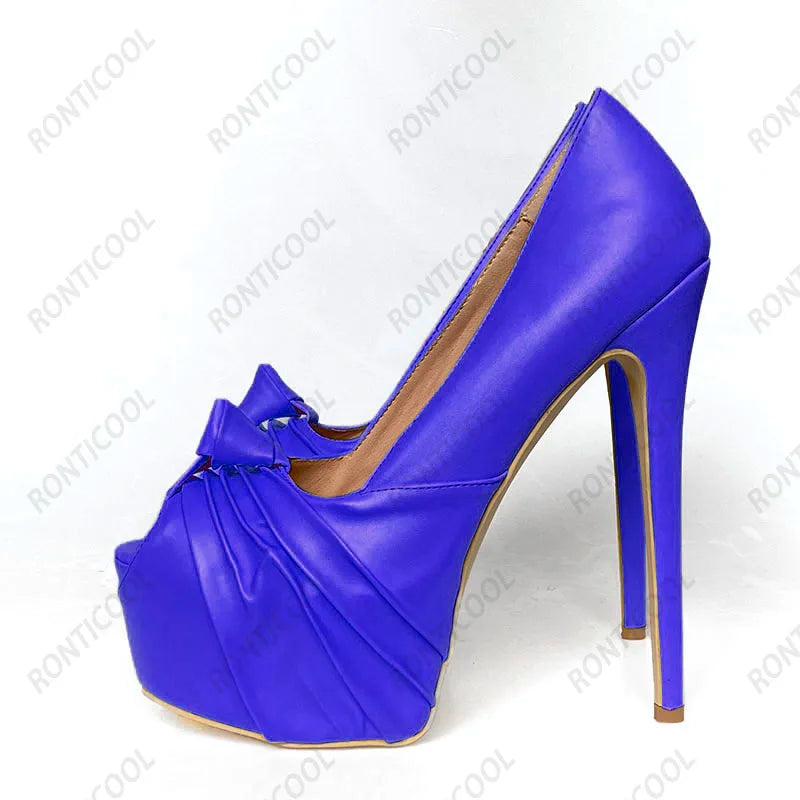 Ronticool New Fashion Women Platform Pumps Stiletto Heels Peep Toe Gorgeous Gold Party Shoes US Plus Size 5-20
