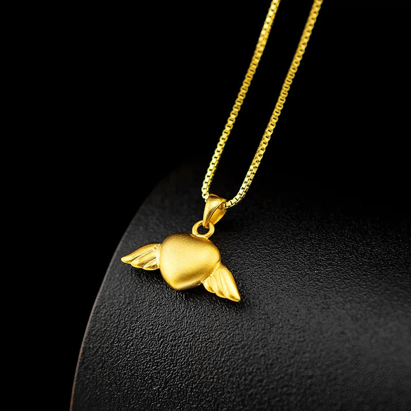 Gold Shop Same Style 9999 24K Real Gold Women's Gold Necklace Love Pendant New Clavicle Chain Gift Exquisite Luxury Jewelry