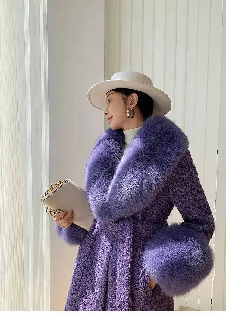 Large Size Winter Real Fur Collar Cuffs Set Neck Warmer Women Fur Shawl Furry Fluffy Fox Fur Scarf Luxury Scarves Coat Decor