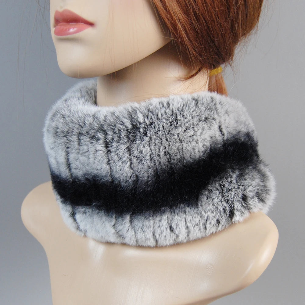 New Winter Lady Brand Hand Make Real Genuine Fox Fur Hat Scarf Girls Natural Real Rex Rabbit Fur Ring Cap Real Fur Scarves Hats