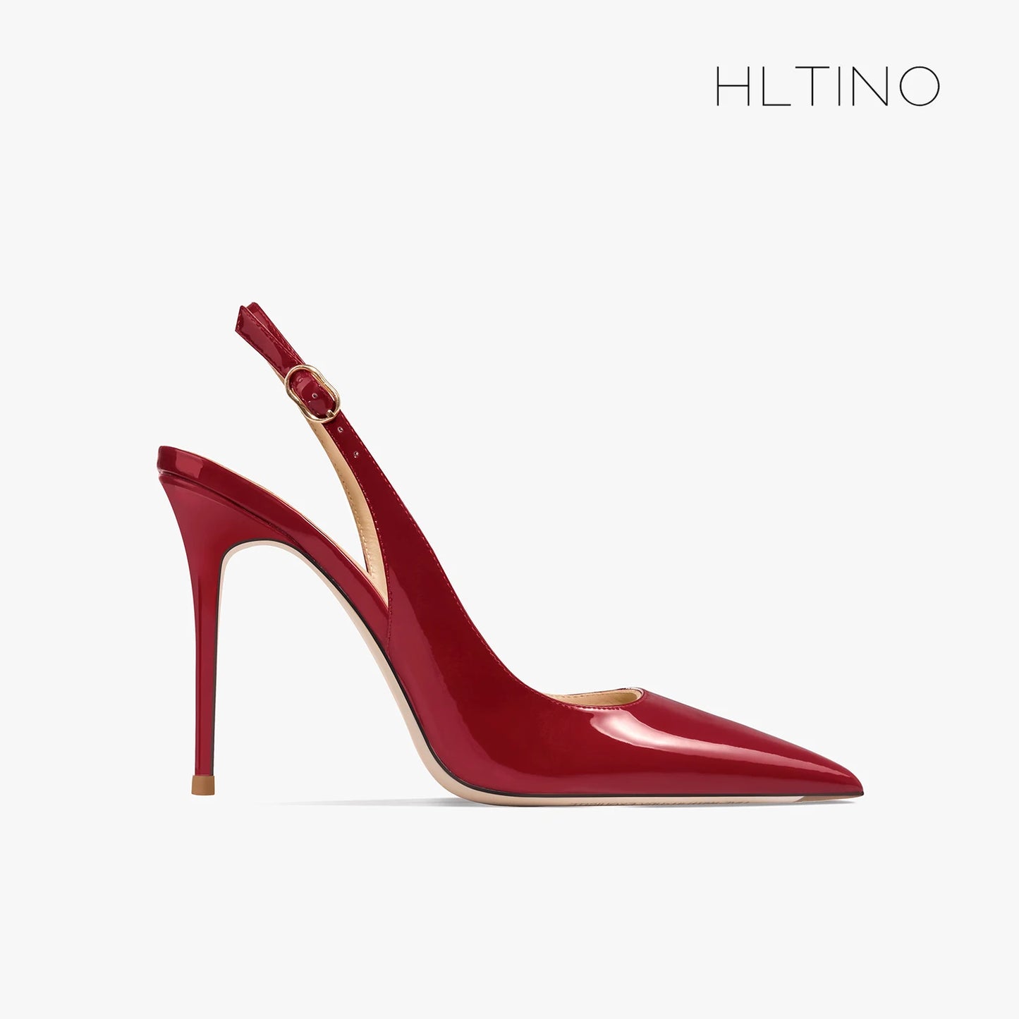 Women's Heeled Sandals Naked Color Patent Leather Slingbacks Pumps Luxury Gladiator Pointed toe High Heels Elegant Woman Shoes