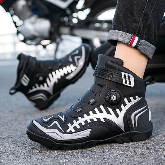 Motorcycle Boots Men Motor Motorbike Motorcycle Shoes Motocross Off-Road Racing Boots Riding Shoes Anti-fall Motorcycle Boots