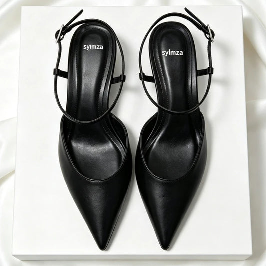 Luxury Brand Women's Pointed Toe Wedge Sandals Summer New Shallow One-word Buckle Designer Shoes Fashion Slingback Mules Shoes
