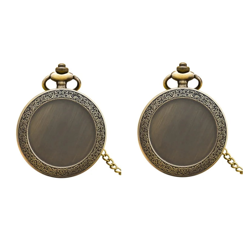 Retro Charm Neutral Fashion Textuable Quartz Pocket Watch Steampunk Men's and Women's Necklace Pendant Gift
