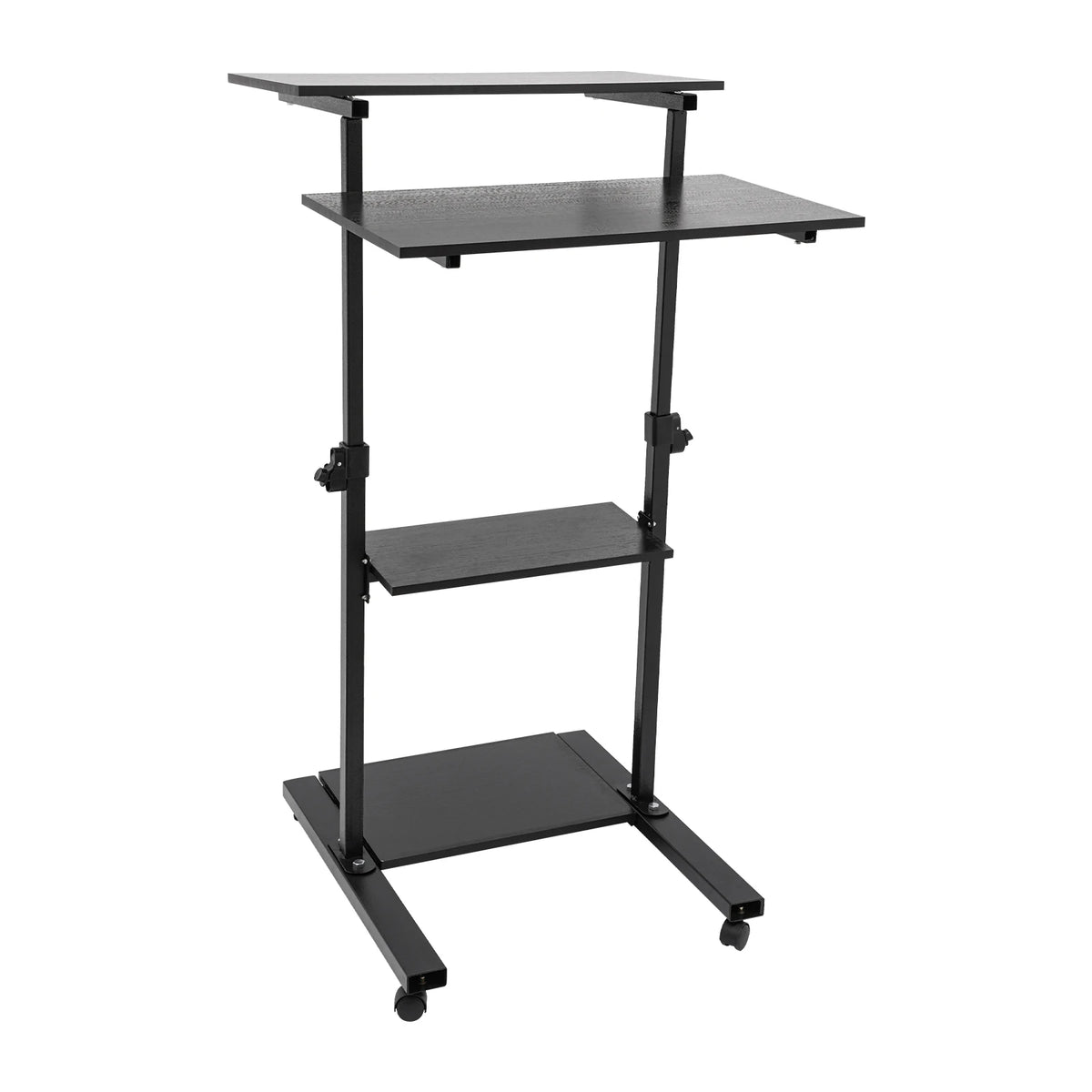 Standing Black Computer Desk 27" With Casters Mobile Standing Desk Height Adjustable Stand up Work Station, Stand up Desk Cart Ergonomic Portable Lectern, Mobile Vertical Computer Desk, Laptop Desk, Office Desk