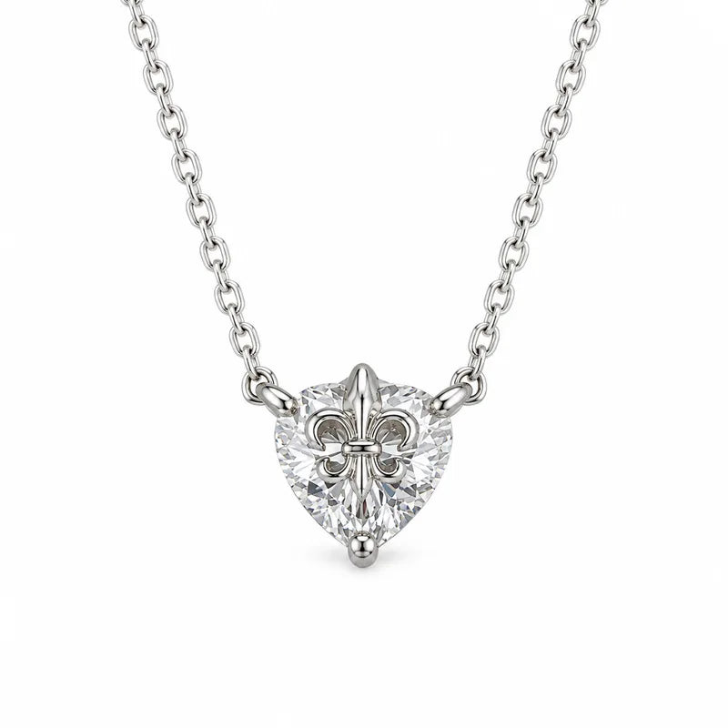 CKT Platinum Pt950 1ct Heart-Shaped Moissanite Crystal Necklace, Women'S Diamond Pendant, Clavicle Chain Jewelry Gift