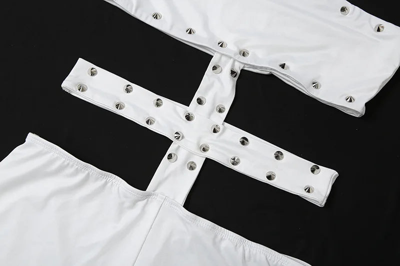 Sexy Halter Neck Cutout Bodycon Jumpsuit Women 2026 Summer Solid Studded Hollow Out Biker Short Romper Party Clubwear Outfits