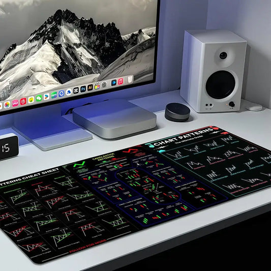 Stock Market Computer Pad Bitcoin Chart Pattern Mouse Pad Trader Computer Desk Pad Candlestick Pattern Pad Office Keyboard Pad