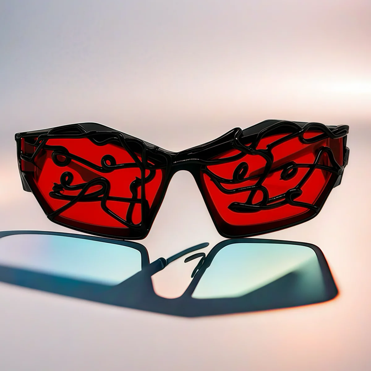 Personalized lines Trendy Y2K Futuristic Sunglass women Fashion Cool Cat Eye Sun Glasses for Men lentes de sol mujer
