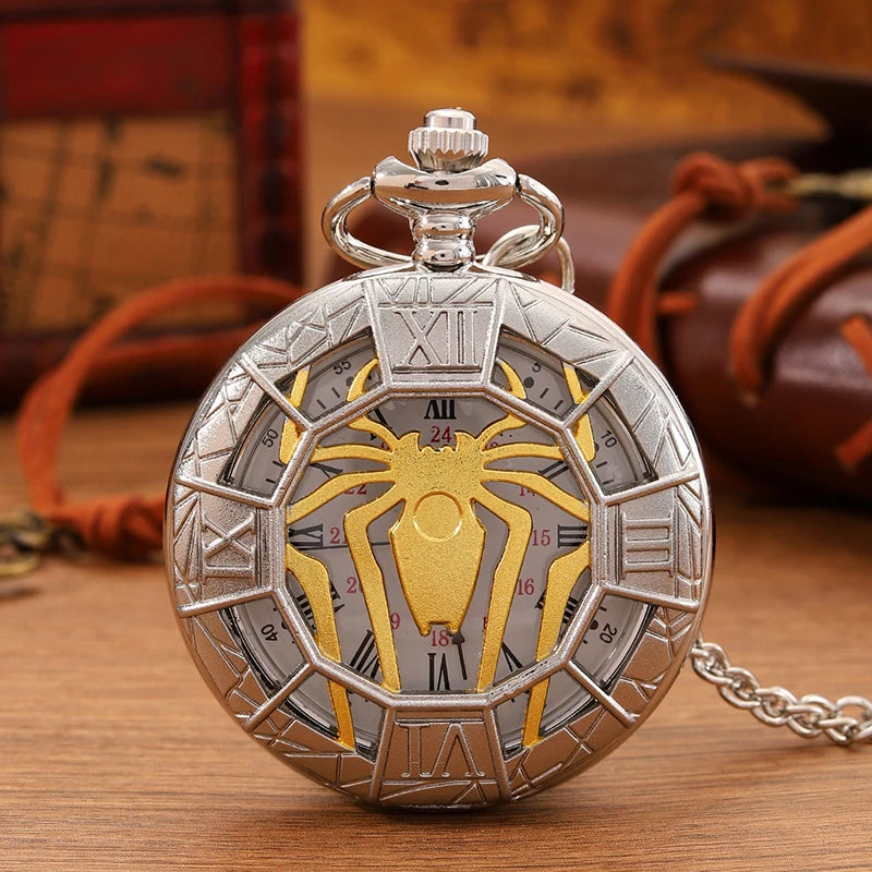 Fashion New Vintage Relief Carved And Hollowed Out Roman Flip Style Pocket Watch On Chain Pendant Clock Chain Mens Women