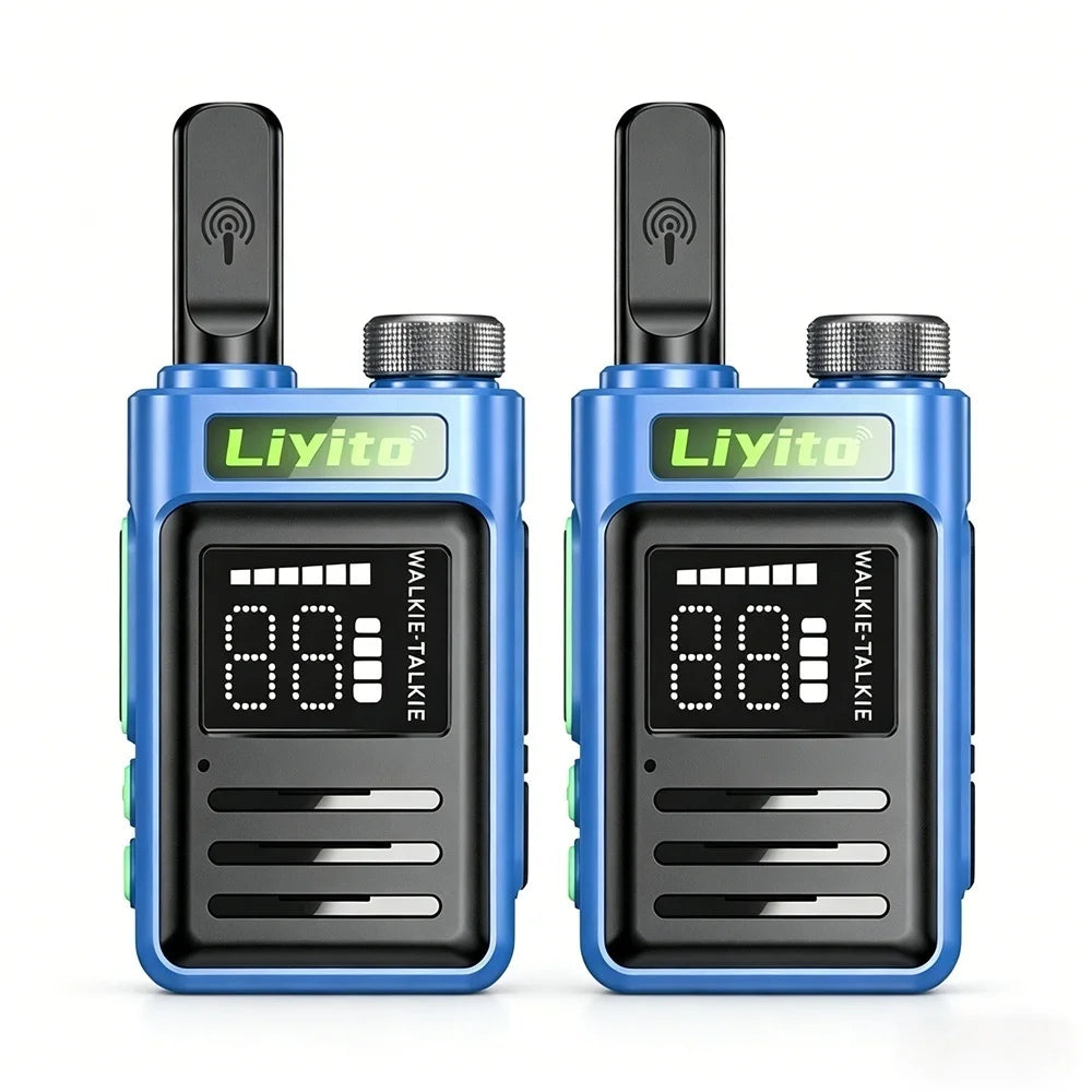 Mini Walkie Talkie 2 Pack Rechargeable Long Range Two Way Radio Type-C Charging 16 Channels Clear Audio for Business Outdoor