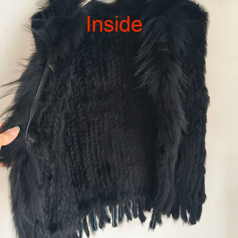 HSPL Sleeveless Women Fashion Fur Vest Knit Waistcoat For Lady For 2018 Spring Real Rabbit Fur Female Vests Black Waistcoat