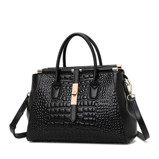 Aidrani Genuine leather women's handbag, fashion crocodile pattern design, high-end luxury cowhide bag large capacity