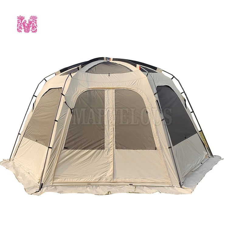 Hot Selling Large Connectable Big Family Camping Tent Dia. 460cm Geodesic Dome Tent with Modular Pod Tent Design 5 Bedrooms