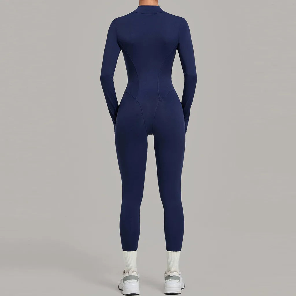 Zipper Jumpsuits for Woman No Padding Sports Overalls for Women Long Sleeve Gym Clothes Woman Activewear 2026 Purple Coffee XL