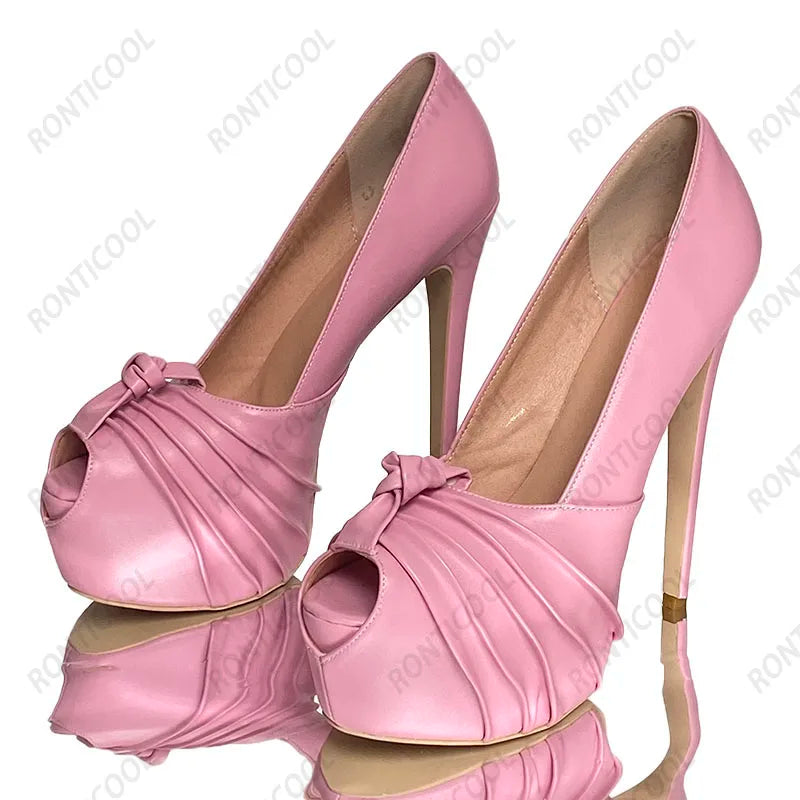 Ronticool New Fashion Women Platform Pumps Stiletto Heels Peep Toe Gorgeous Gold Party Shoes US Plus Size 5-20