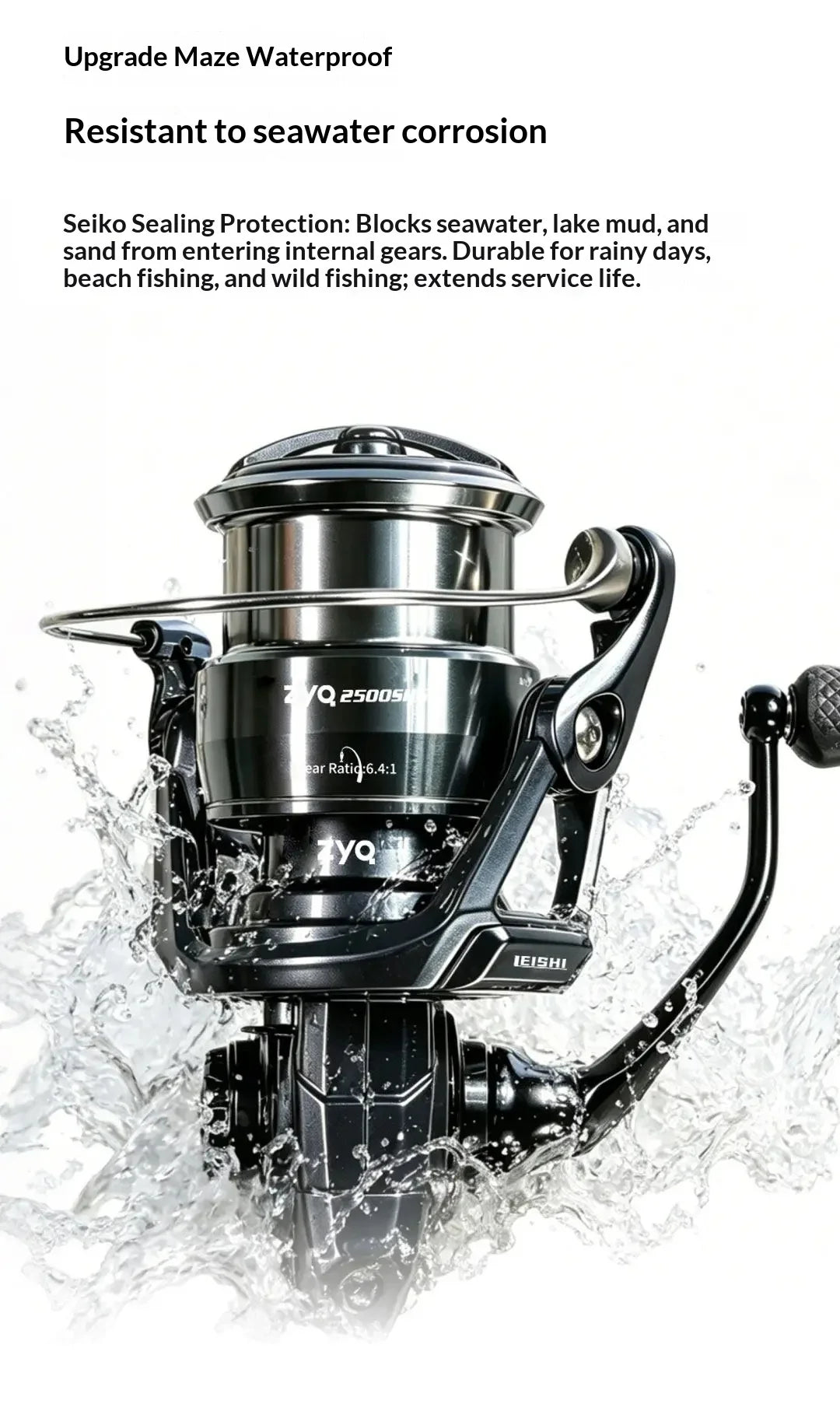ZYQ Spinning Fishing Reel Leishi Pro Carbon Fiber Metal High Gear Ratio Shallow Spool Waterproof For Freshwater Saltwater Lure
