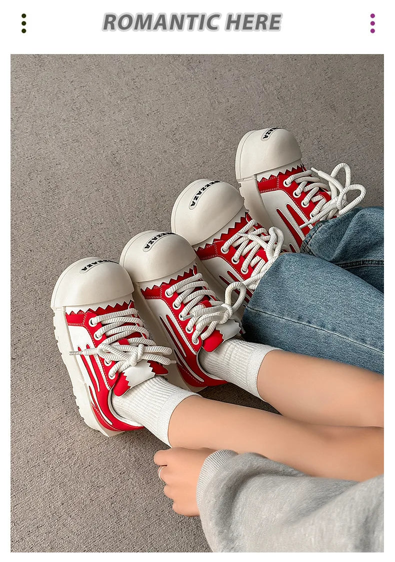 Women Men Sneakers Low-top Big-head Canvas Thick-soled Heightening Versatile Unisex Leisure Trendy Shoes Men Chunky Trainers