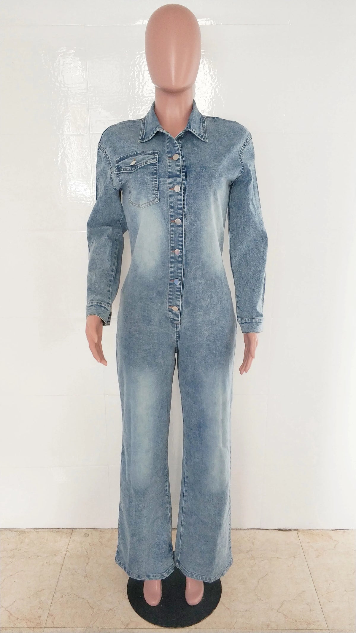 Streetwear Jeans Cargo Jumpsuit Sexy Women Turn Down Collar Elegant Wide Leg Denim Straight Romper Overalls