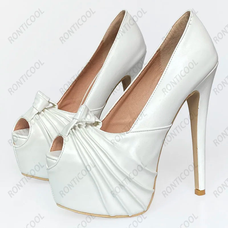 Ronticool New Fashion Women Platform Pumps Stiletto Heels Peep Toe Gorgeous Gold Party Shoes US Plus Size 5-20