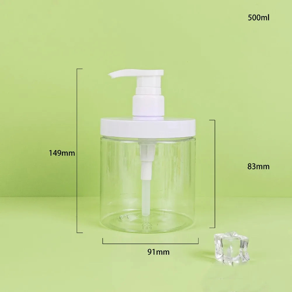 500/1000ml Pump Bottle Dispenser Wide Mouth Clear Shower Soap Dispenser Refillable PET Storage Bottle