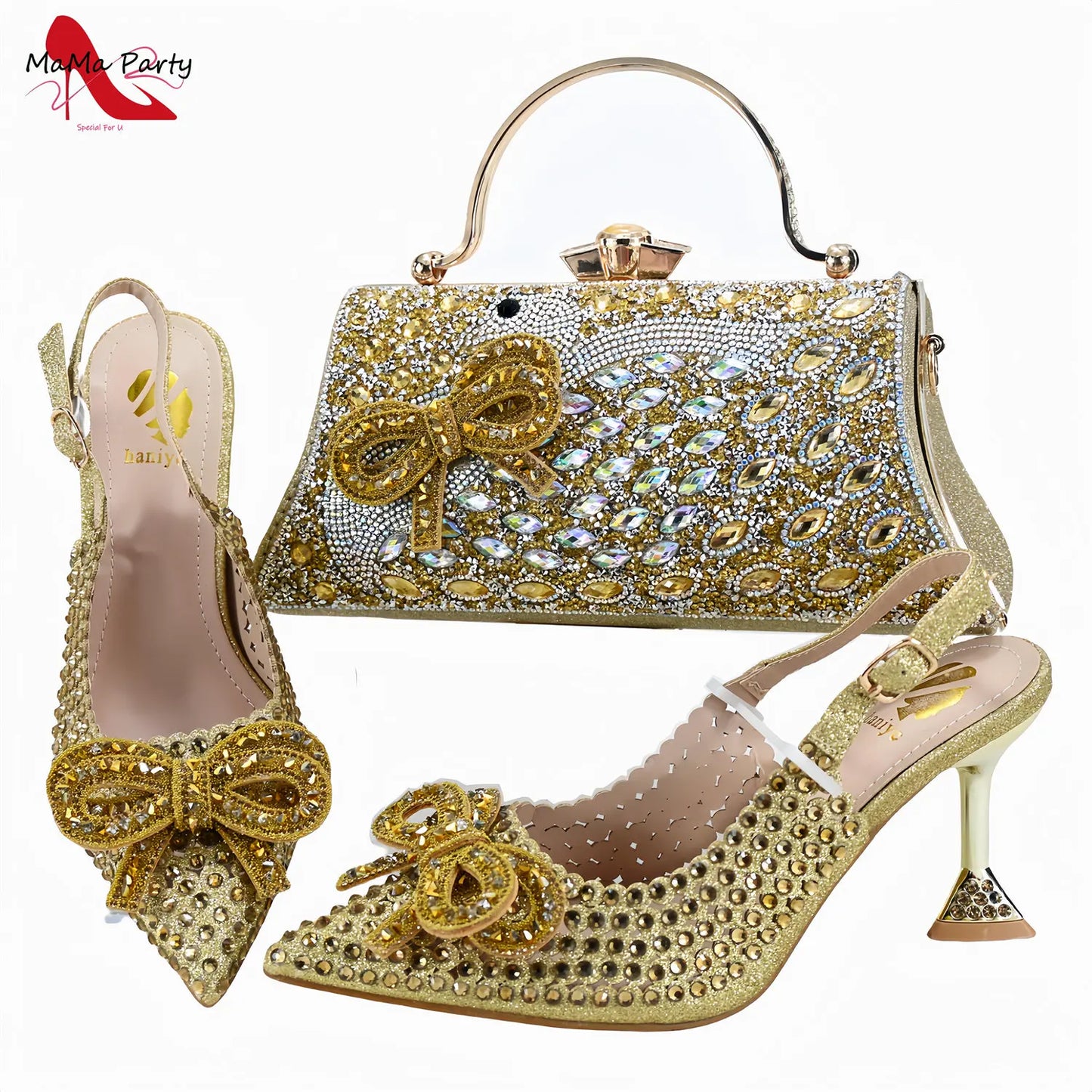 Designer Bag Luxury Ladies High Quality Italian Shoes Matching Bag in Royal Blue Color with Appliques for Wedding Party