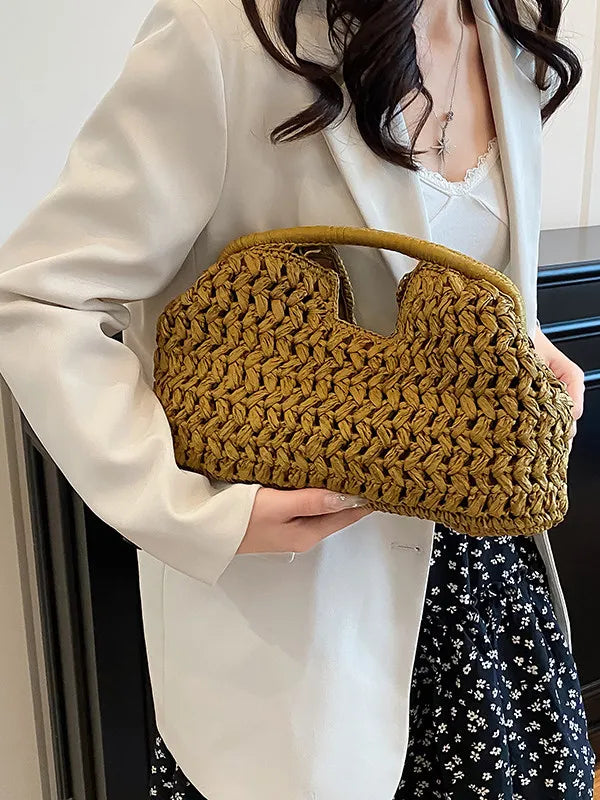 New Summer Beach Bag for Women Clutch Bag Luxury Designer Straw Bags Tote Handbag Fashion Woven Rattan Bags Female Travel Purse