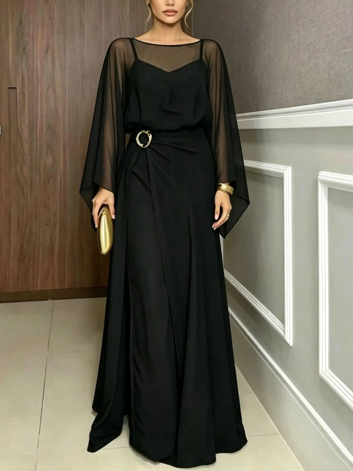 SUMMER NEW WOMEN'S JUMPSUIT SET, ELEGANT SOLID COLOR CAMISOLE JUMPSUIT TOP, PAIRED WITH A LONG WAIST CINCHED COVER FOR VERSATILE