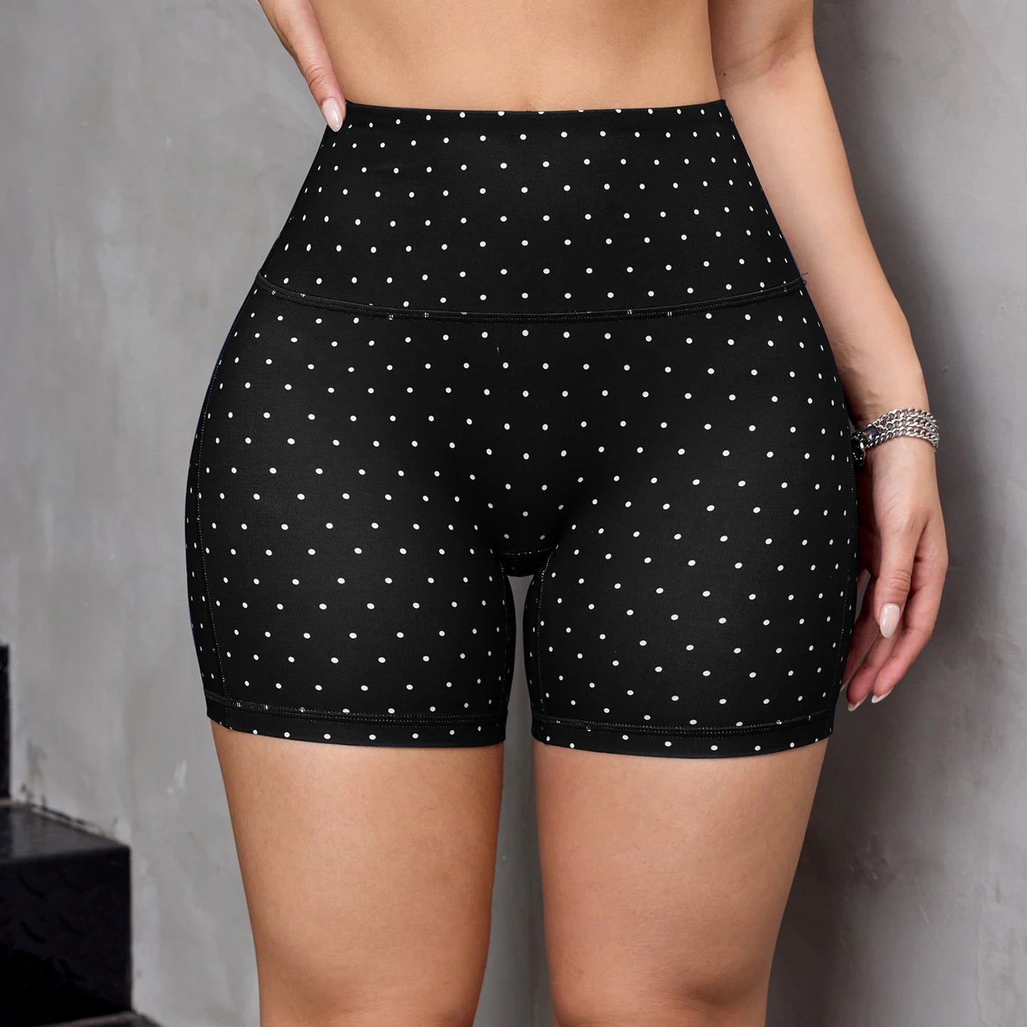  Women's Sexy Polka Dot Yoga Shorts Summer Casual Running Fitness Shorts Sportswear High Waist Tights Gym Outfit
