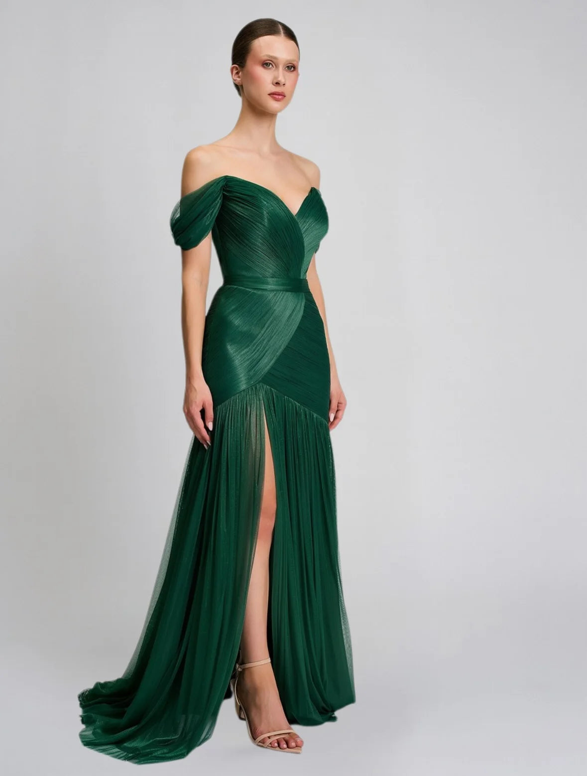 Customized Evening Dresses 2026 Strapless Ruched Shiny Pleated Long Mermaid Prom Dress Elegant Formal Evening Gown