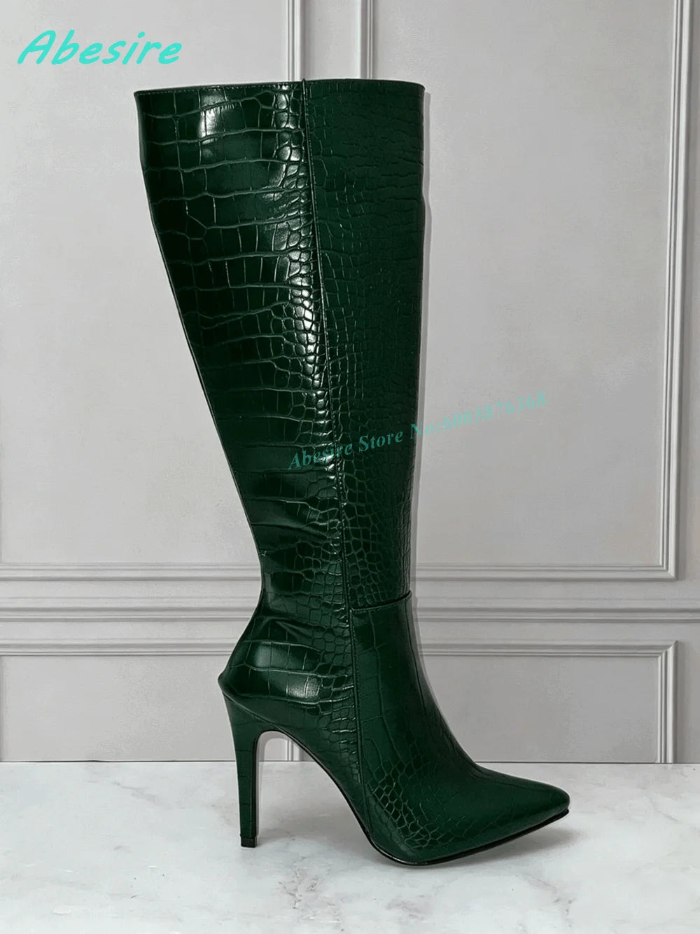 White Faux Fluffy Fur Knee High Boots Pointed Toe Stiletto Heels Side Zipper Women's Boots Spicy Girls Fashion Show Winter Shoes