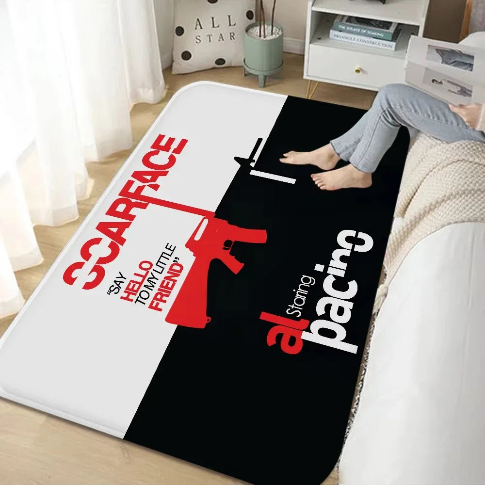 Stylish Movie Scarface Design Floor Mat Sofa Chairs Area Carpet for Living Room Decor Bedroom Non-Slip Bedside Soft Rug Doormat