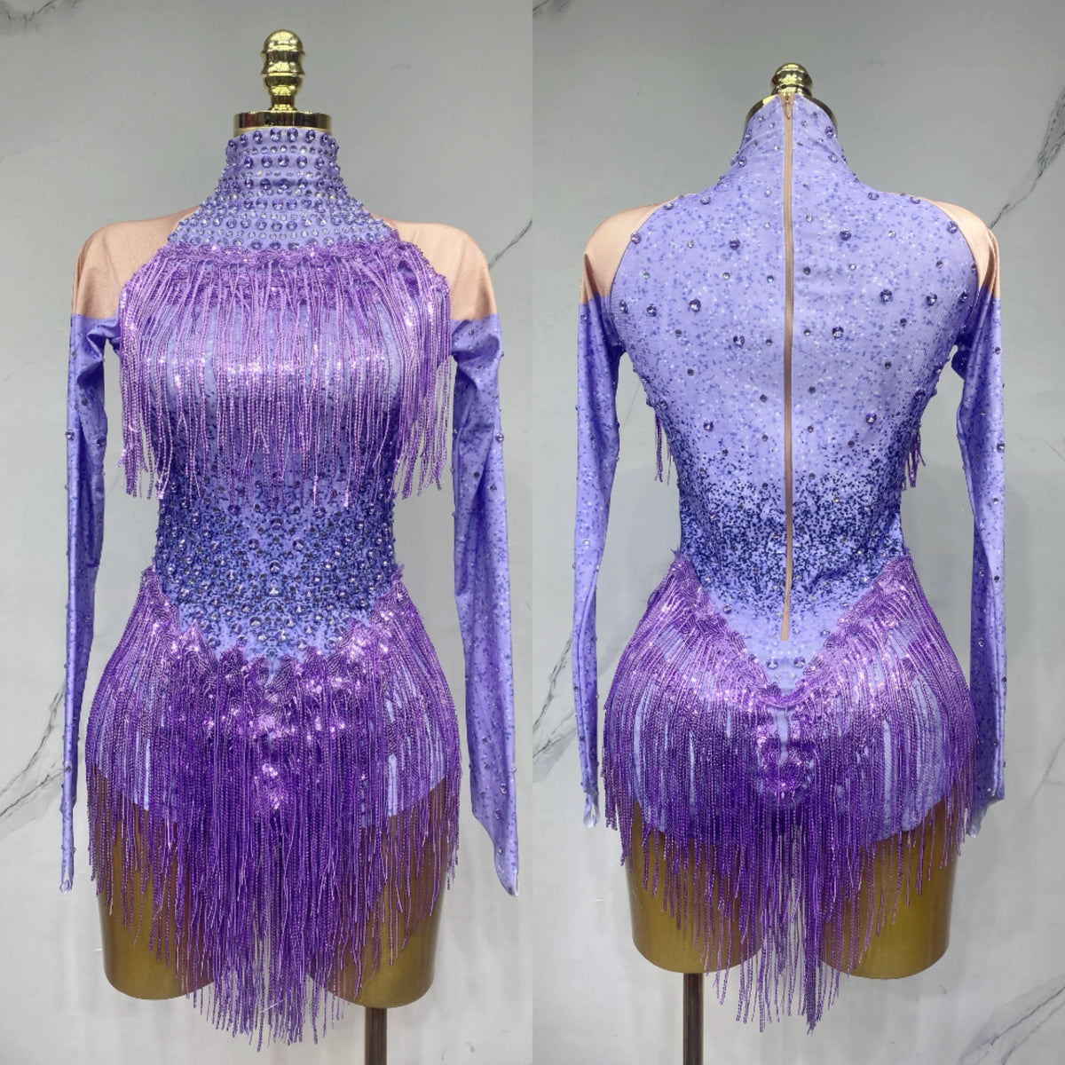 Sparkly Rhinestones Sequins Tassels Bodysuit for Women Sexy Performance Dance Costume Singer Dancer Leotard Show Stage Wear