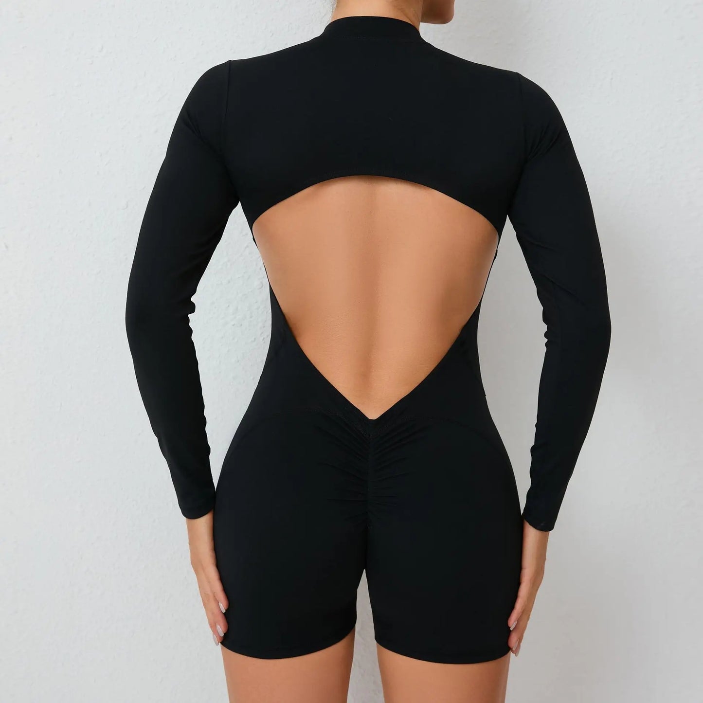 2026 Pad Zipper Long Sleeve Yoga Set Women One Piece Jumpsuit Gym Workout Shorts Fitness Bodysuit Sports Athletic Suit XP358