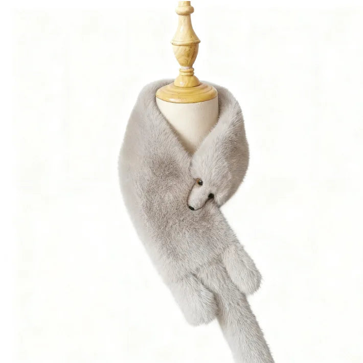 Winter Kawaii Fox Shape Plush Scarf Cute Fun Imitation Sable Soft Windproof Scarf Unisex Warm Fashion Versatile Fur Accessories