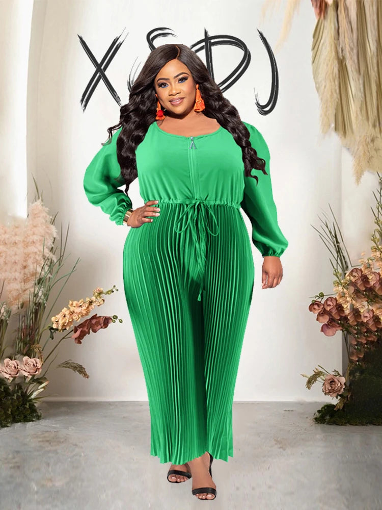 One Piece for Women Sleeves Jumpsuit Plus Size Casual Jumpsuits Pleated Pants Elegant Long Jumpsuits Wholesale Dropshipping
