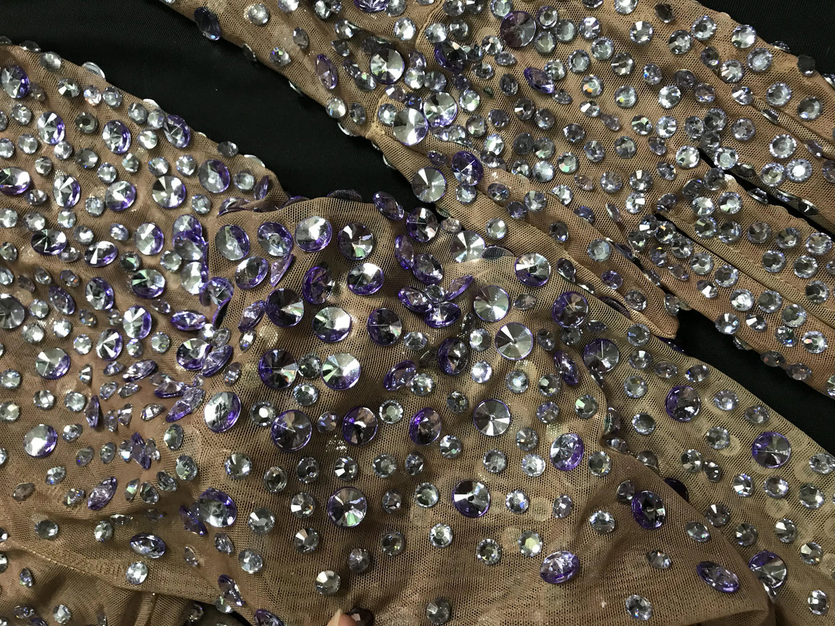 Performance Clothing Nightclub Bar Full Diamond Mesh Long-Sleeved One-Piece Trousers Female Jumping Girl Dancing Team Singer